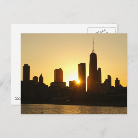 Chicago Skyline Sunset Briefkaart (Voorkant / Achterkant)