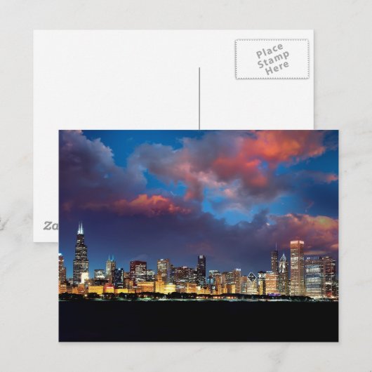 Chicago Skyline Sunset Briefkaart (Voorkant / Achterkant)