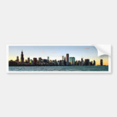 Chicago Skyline Sunset Bumpersticker (Voorkant)