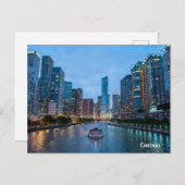 Chicago Skyline Sunset River Feestdagenkaart (Voorkant / Achterkant)
