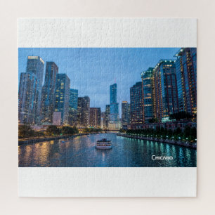 Chicago Skyline Sunset River Legpuzzel