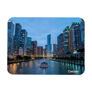 Chicago Skyline Sunset River Magneet