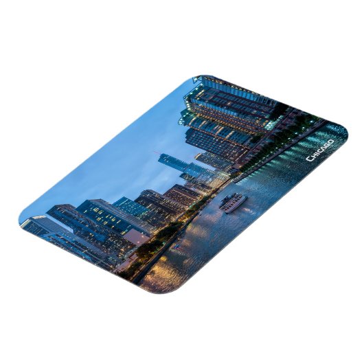 Chicago Skyline Sunset River Magneet (Linkerzijde)