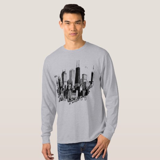 Chicago Skyline T-Shirt (Voorkant volledig)