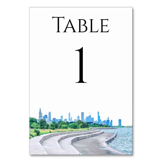 Chicago Skyline Table Numbers Kaart (Achterkant)
