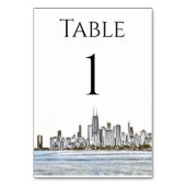 Chicago Skyline Table Numbers Kaart (Achterkant)