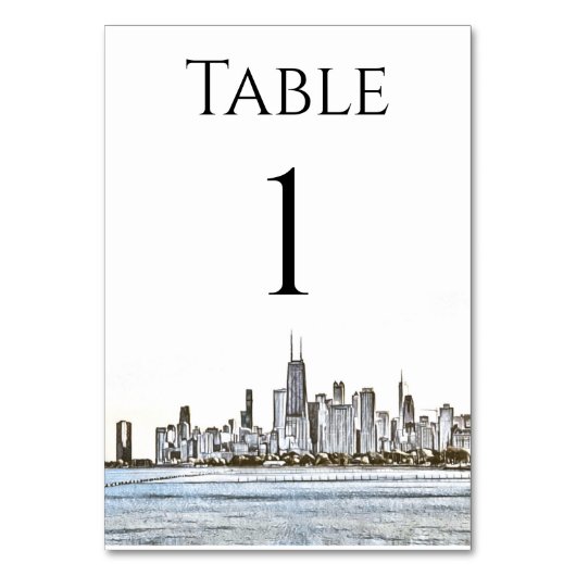 Chicago Skyline Table Numbers Kaart (Achterkant)