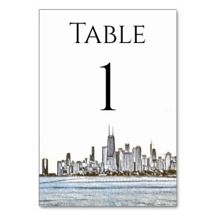 Chicago Skyline Table Numbers Kaart