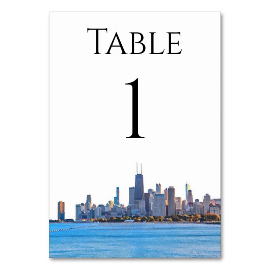 Chicago Skyline Table Numbers Kaart (Voorkant)
