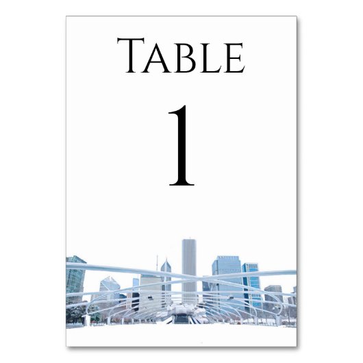 Chicago Skyline Table Numbers Kaart (Voorkant)