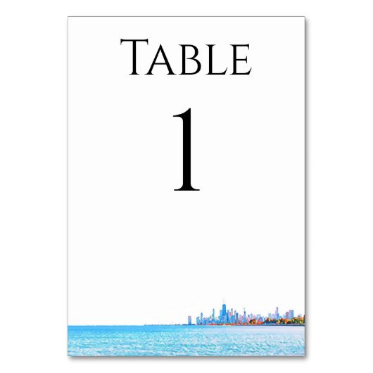 Chicago Skyline Table Numbers Kaart (Voorkant)