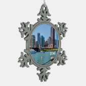 Chicago Skyline Tin Sneeuwvlok Ornament (Links)