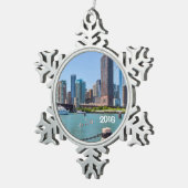 Chicago Skyline Tin Sneeuwvlok Ornament (Rechts)