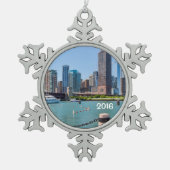 Chicago Skyline Tin Sneeuwvlok Ornament (Voorkant)