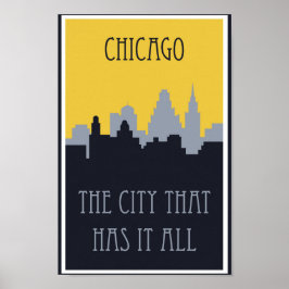  Chicago Skyline Travel Poster