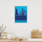 Chicago Skyline Travel Poster (Keuken)