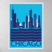 Chicago Skyline Travel Poster (Voorkant)