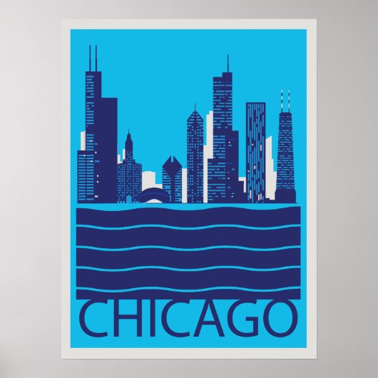 Chicago Skyline Travel Poster (Voorkant)