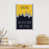 Chicago skyline travel poster, poster (Keuken)