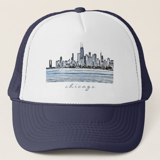 Chicago Skyline Trucker Hat Pet (Voorkant)