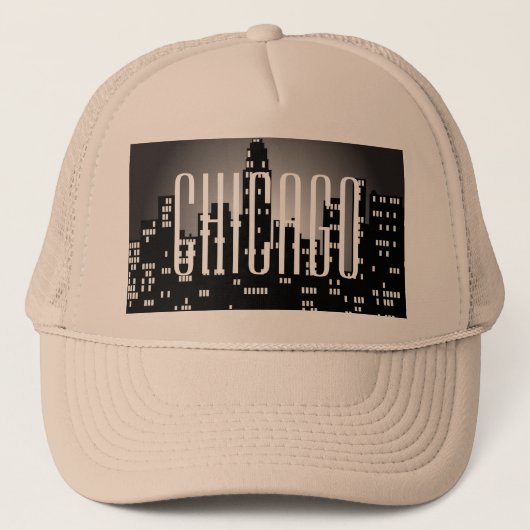 Chicago Skyline Trucker Hat Pet (Voorkant)