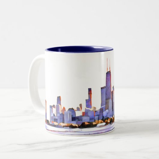 Chicago Skyline Two-Tone Coffee Mok (Voorkant links)