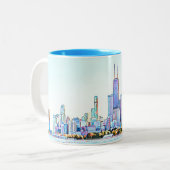 Chicago Skyline Two-Tone Coffee Mok (Voorkant links)