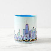 Chicago Skyline Two-Tone Coffee Mok (Center)