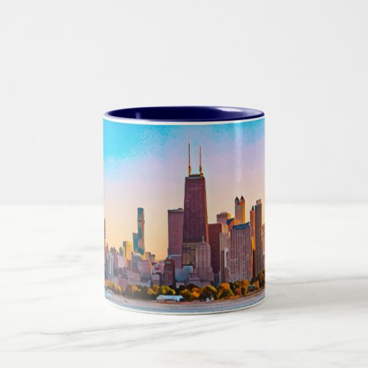 Chicago Skyline Two-Tone Coffee Mok (Center)
