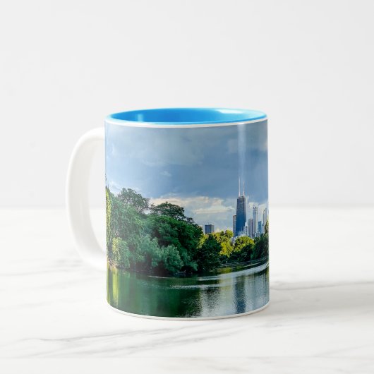Chicago Skyline Two-Tone Coffee Mok (Voorkant links)