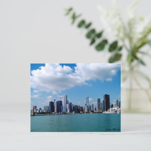 Chicago skyline-uitzicht van Navy Pier Briefkaart (Staand voorkant)