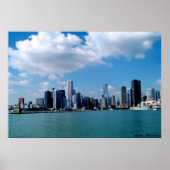 Chicago skyline-uitzicht van Navy Pier Poster (Voorkant)