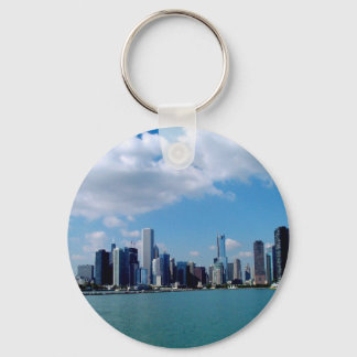 Chicago skyline-uitzicht van Navy Pier Sleutelhanger