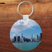 Chicago skyline-uitzicht van Navy Pier Sleutelhanger (Voorkant)