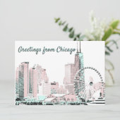 Chicago skyline vakantie stijlvol briefkaart (Staand voorkant)