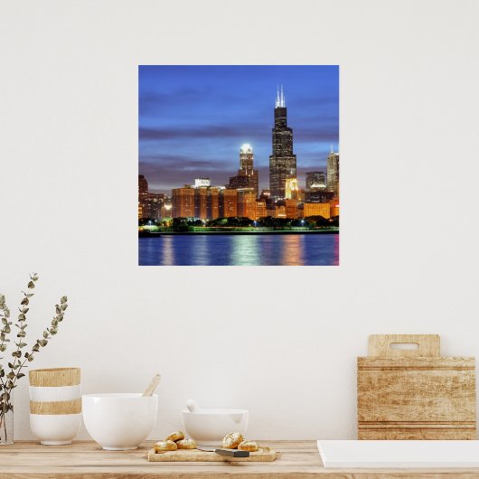 Chicago skyline van de Adler Planetarium Poster (Keuken)