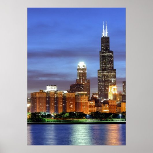 Chicago skyline van de Adler Planetarium Poster (Voorkant)