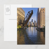 Chicago Skyline van de Kinzie St Bridge Briefkaart (Voorkant / Achterkant)