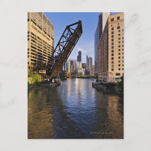 Chicago Skyline van de Kinzie St Bridge Briefkaart (Voorkant)