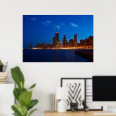 Chicago Skyline van North Avenue Beach Poster (Thuiskantoor)