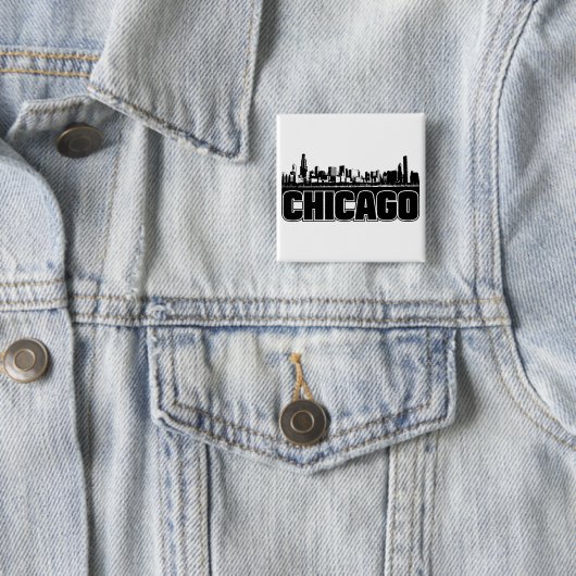 Chicago Skyline Vierkante Button 5,1 Cm (In situ)