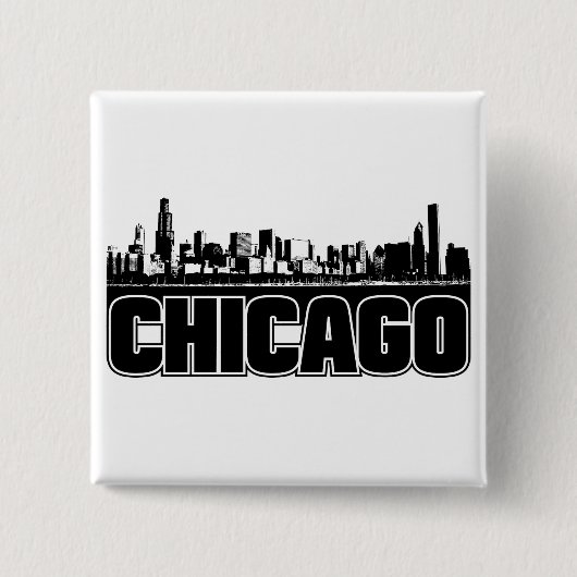 Chicago Skyline Vierkante Button 5,1 Cm (Voorkant)