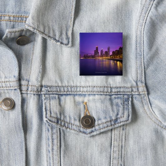 Chicago Skyline Vierkante Button 5,1 Cm (In situ)