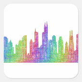 Chicago skyline vierkante sticker (Voorkant)