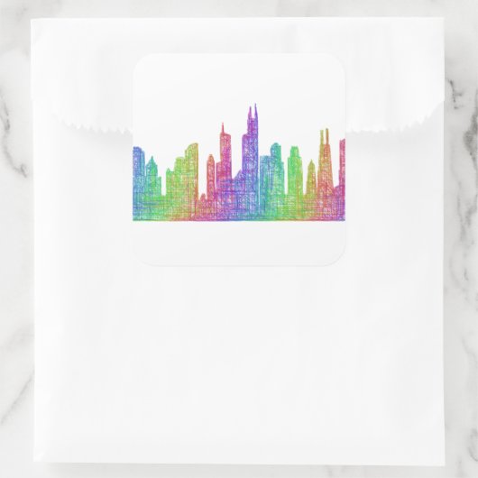 Chicago skyline vierkante sticker (Tas)