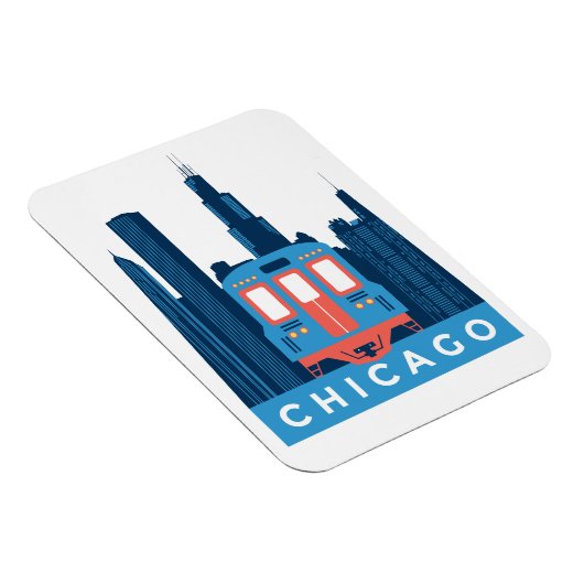 Chicago Skyline Vintage reisfoto Magneet (Rechterzijde)