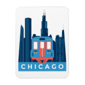 Chicago Skyline Vintage reisfoto Magneet (Verticaal)