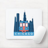 Chicago Skyline Vintage reisfoto Muismat (Met muis)