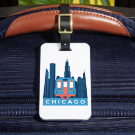 Chicago Skyline Vintage Travel Bagagelabel