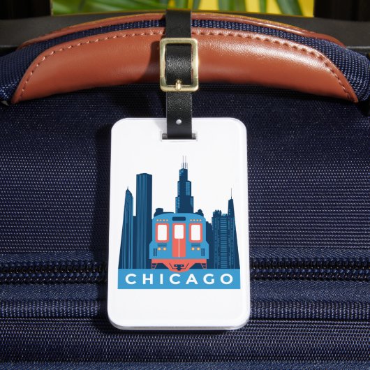 Chicago Skyline Vintage Travel Bagagelabel (Voorkant Insitu 2)